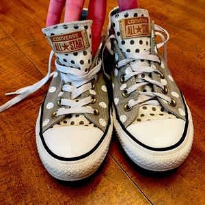 Gray polka dot converse